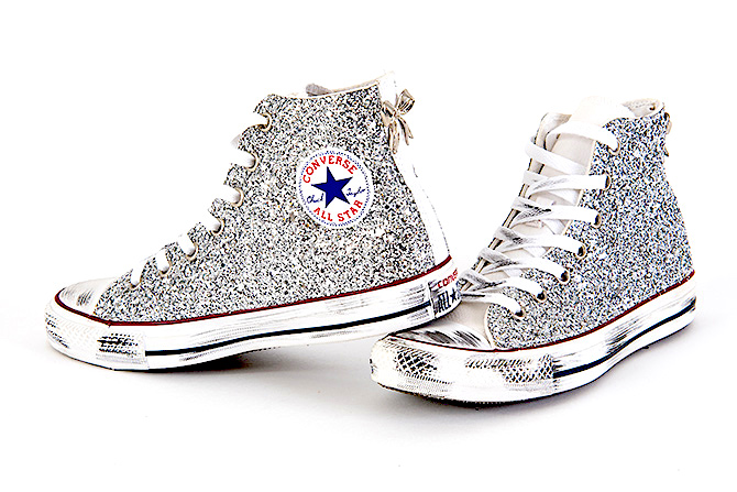 Converse All Star Custom Glitter Argento | Lillylab scarpe personalizzate