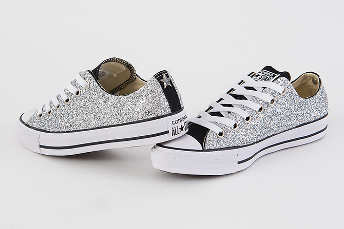 converse brillantini bianche francese