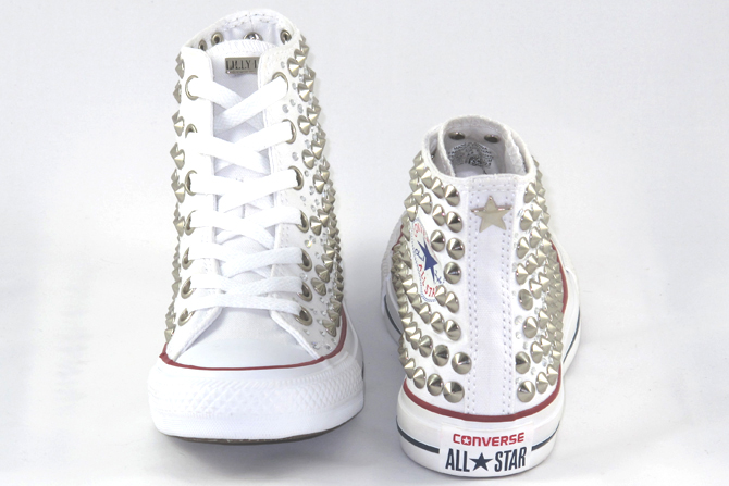 Converse All Star Custom Borchie \u0026 Strass Bianco | Lillylab scarpe  personalizzate