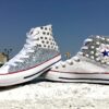 Converse All Star Personalizzate Glitter Argento & Bianco "Diagon Alley White"