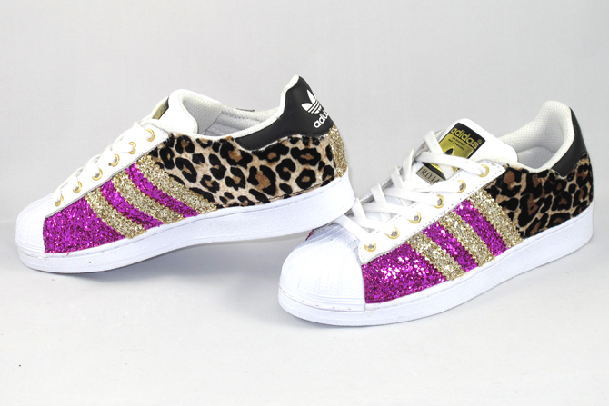 Adidas Superstar Personalizzate Leo Glitter Fuxia e Oro