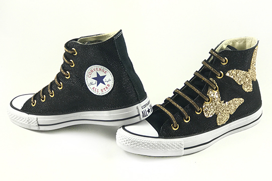 Converse All Star Custom Lurex Glitter Oro LLab scarpe