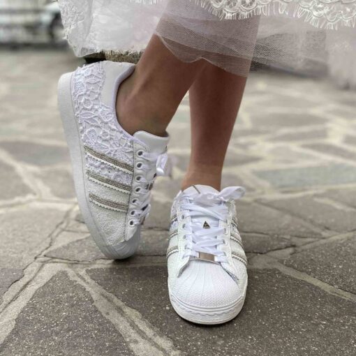 Adidas Superstar Personalizzate Sposa Glitter e Laccetti Raso