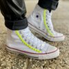 Converse All Star Personalizzate Borchie Giallo Fluo