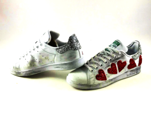 Adidas Stan Smith Custom Cuore Rosso- Lillylab scarpe personalizzate