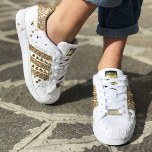 Adidas Superstar Personalizzate Oro & Borchie