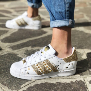 Adidas Superstar Personalizzate Oro & Borchie