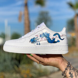 Nike Air Force One Custom Dipinte A Mano Blue Dragon