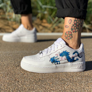 Nike Air Force One Custom Dipinte A Mano Blue Dragon