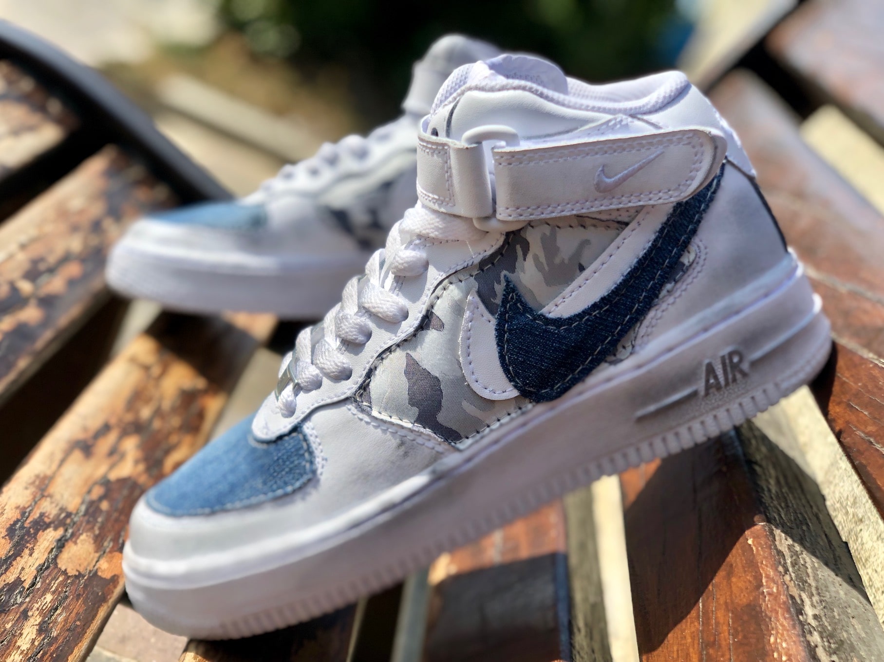 Nike Air Force One Custom Mid Jeans Denim Camouflage