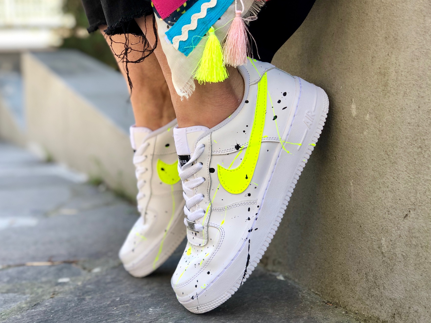 Nike Air Force One Custom Dirty Fluo Giallo