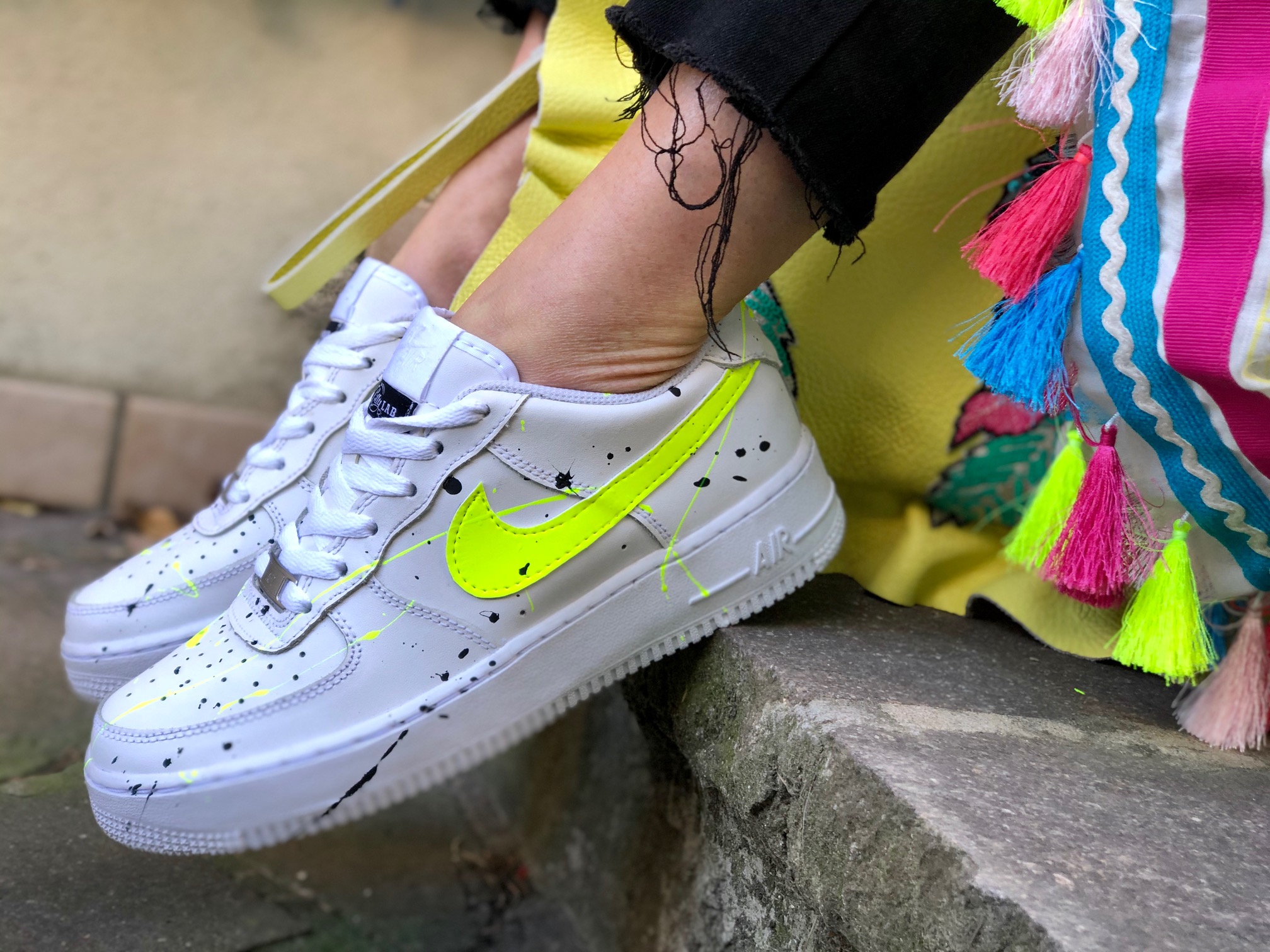 Nike Air Force One Custom Dirty Fluo Giallo