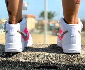 Nike Air Force One Custom Mid Glitter Fuxia