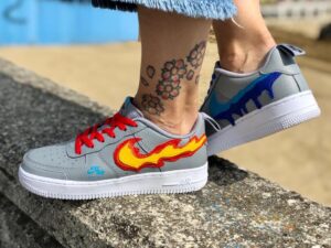 NIKE AF1 Grey Fire & Water