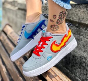 NIKE AF1 Grey Fire & Water