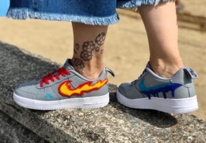 NIKE AF1 Grey Fire & Water