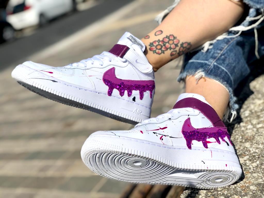Nike Air Force One Custom Mid Purple Rain LLab Scarpe Personalizzate