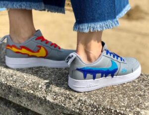 NIKE AF1 Grey Fire & Water