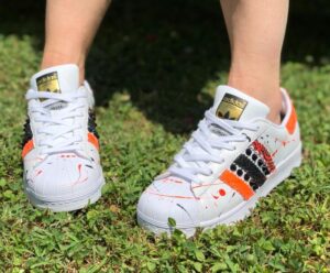 ADIDAS Superstar Three Stripes Dirty Glitter Fluo Black & Orange