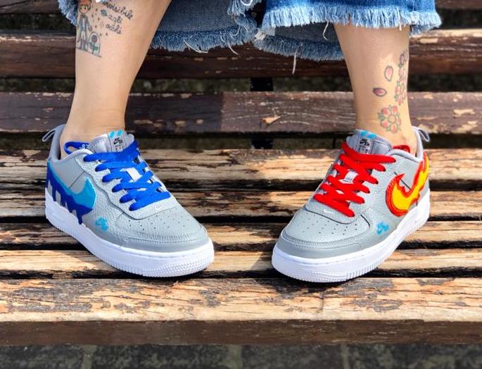 NIKE AF1 Grey Fire & Water