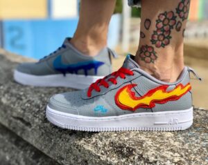 NIKE AF1 Grey Fire & Water