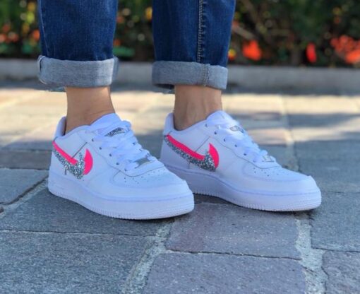 NIKE AF1 Silver & Fuxia