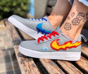 NIKE AF1 Grey Fire & Water