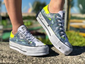 Converse All Star Platform Low Dirty Denim Yellow Fluo