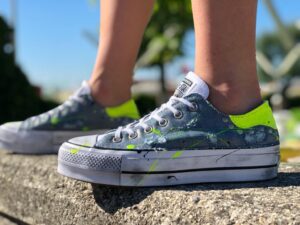 Converse All Star Platform Low Dirty Denim Yellow Fluo