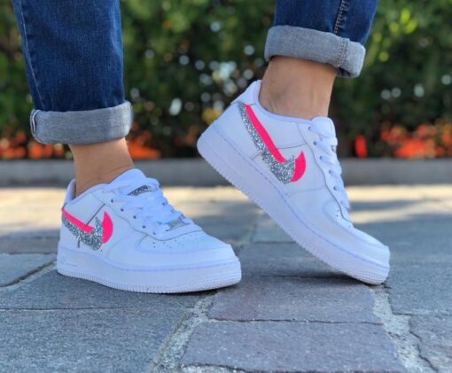 NIKE AF1 Silver & Fuxia