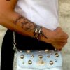 BORSA PICCOLA PELLE ARGENTO BORCHIATA "ANDROMEDA"