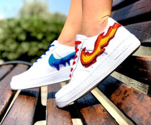 Nike Air Force One Custom Fire & Water Glitter