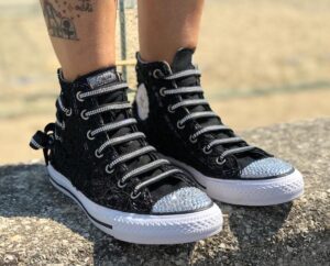 Converse All Star Personalizzate Matrimonio Fiocco Nero Luxury