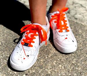 Nike Air Force One Custom Baffo & Laccetti Arancio Dirty