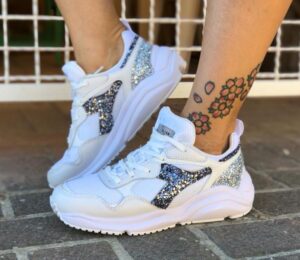 Diadora Personalizzate Whizz Run Glitter Argento & Zaffiro