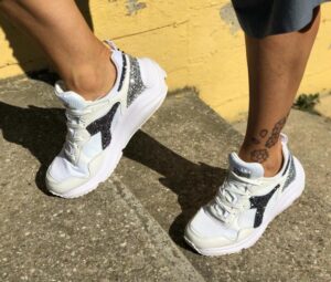 Diadora Personalizzate Whizz Run Glitter Argento & Zaffiro