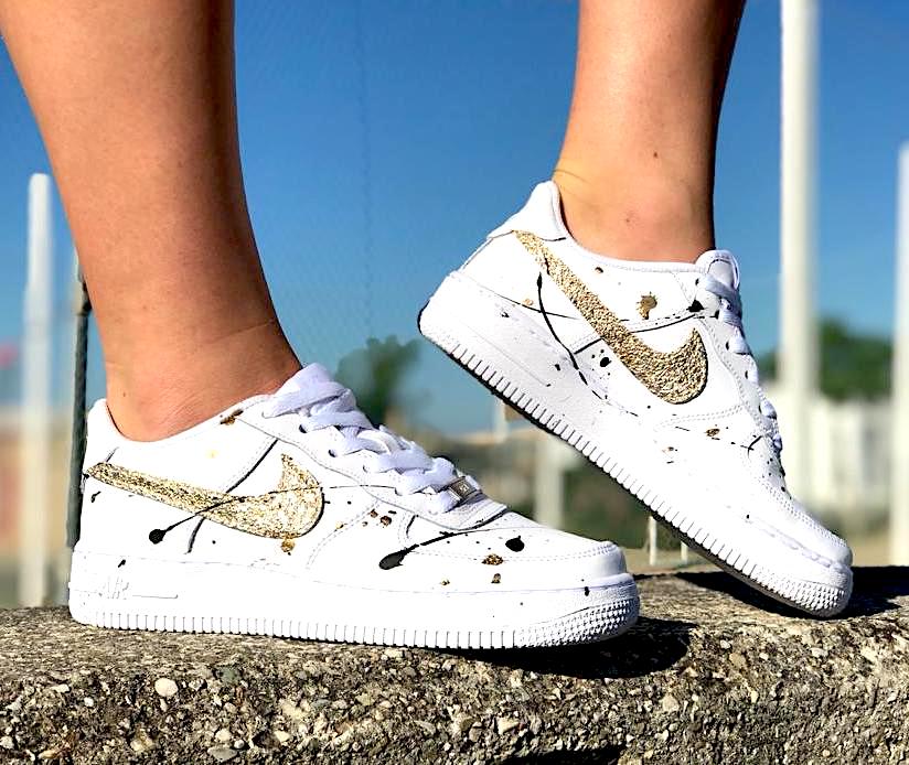 Nike Air Force One Custom Baffo Oro | LillyLab Scarpe Personalizzate