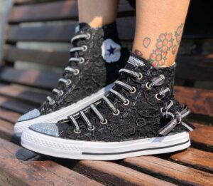 Converse All Star Personalizzate Matrimonio Fiocco Nero Luxury