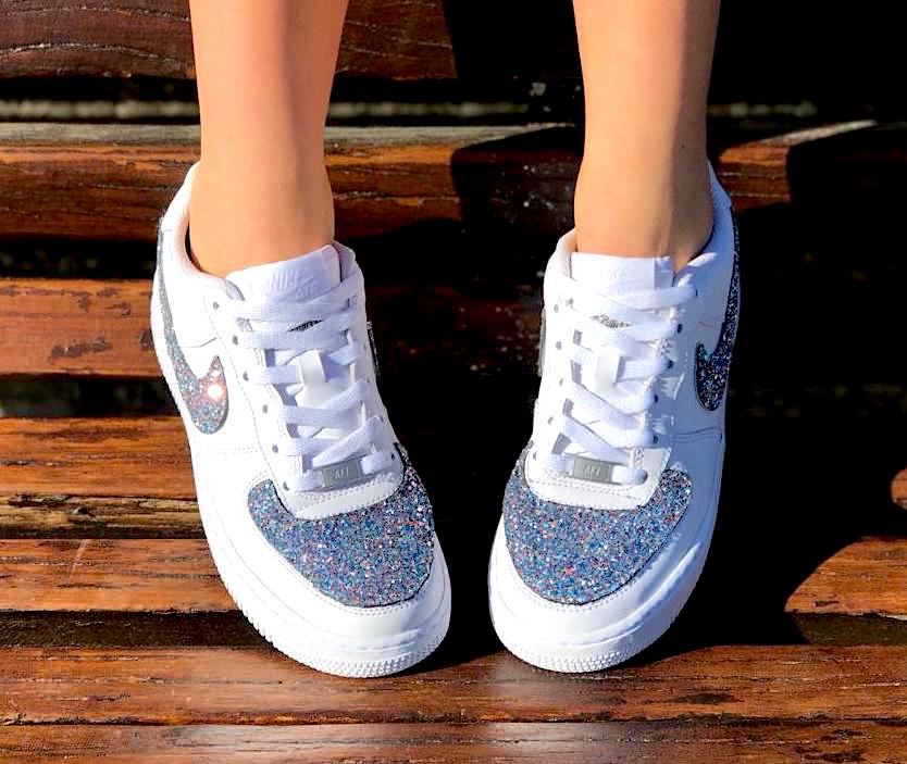 purple glitter air force ones