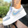 Nike Air Force One Custom Baffo Argento Cangiante, Borchie & Glitter