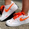 Nike Air Force One Custom Baffo & Laccetti Arancio Dirty