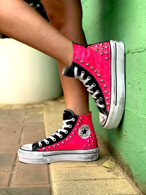 Converse All star Platform Fuxia and Studs