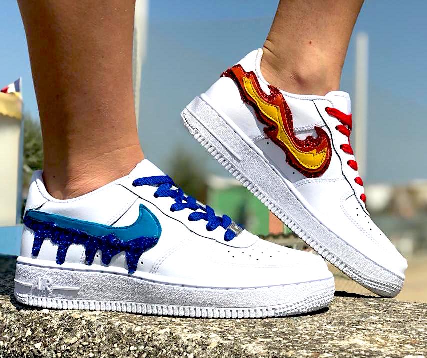 Nike Air Force One Custom Fire \u0026 Water 