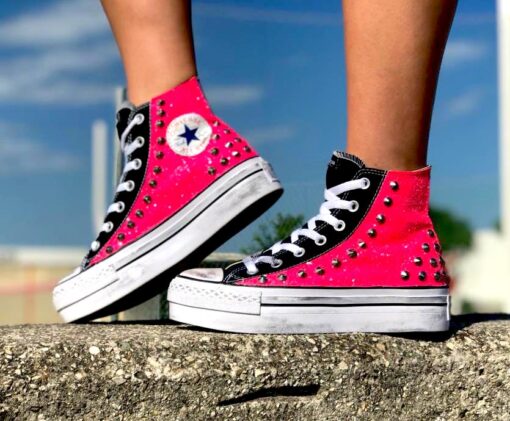 Converse All star Platform Fuxia and Studs