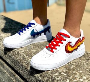 Nike Air Force One Custom Fire & Water Glitter