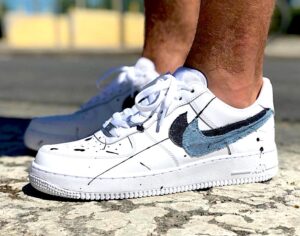 Nike Air Force One Custom Baffo Denim LLab Scarpe Personalizzate