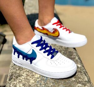Nike Air Force One Custom Fire & Water Glitter
