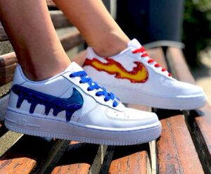 Nike Air Force One Custom Fire & Water Glitter