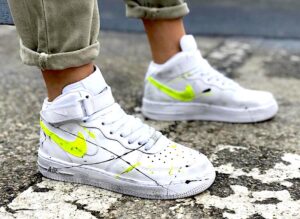 Nike Air Force One Custom MID Giallo Fluo & Dirty Vintage