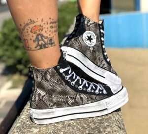 Converse All Star Personalizzate Platform Eco Pitone Roccia & Borchie